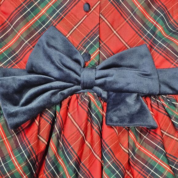 Max Studio Kids Holiday Red and Blue Plaid Dress with Bow Size 7 - Picture 4 of 8